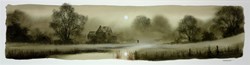 Past the Old Mill (Study) by John Waterhouse - Original on Paper sized 23x6 inches. Available from Whitewall Galleries
